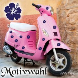 AA025 HIBISCUS 24x Blumen Aufkleber Vespa Roller Bike Quad