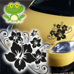AA153 HIBISKUS Blumen Aufkleber Motorhaube