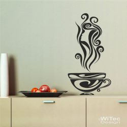 WA207 Wandaufkleber KAFFEE Frau Wandtattoo K&uuml;che