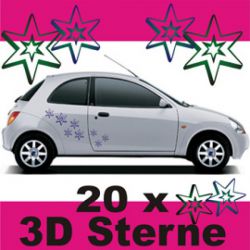 AA067 Sterne Stars 3D Style Aufkleber Set Autoaufkleber Deko