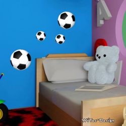 WA143 Wandtattoo FUSSBALL Wandaufkleber SET