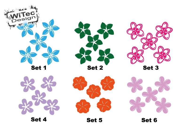 Hawaii Blüten Blumen Autoaufkleber SET