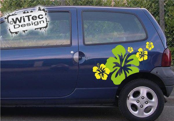 Hibiskus Hawaii Blumen Aufkleber 18x für den Twingo Hibiskus Hawaii Autoaufkleber