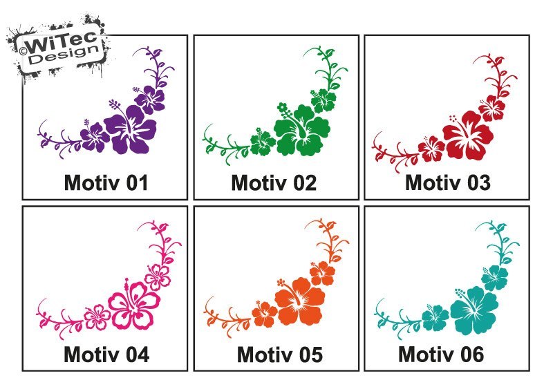 Autoaufkleber Hibiskus Hawaii Blumenaufkleber 2er SET