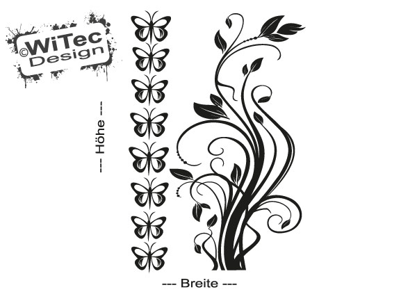 AA146 Auto Aufkleber Blumen Ranke Schmetterling AA146 Auto Aufkleber Blumen Ranke Schmetterling