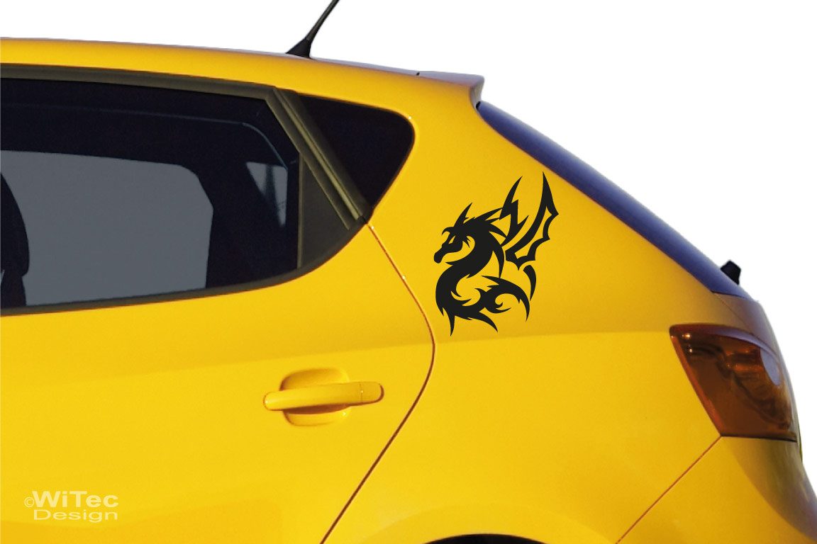 Auto Aufkleber Drache Dragon 2er Set Tribal Sticker