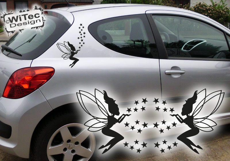 Autoaufkleber Elfe und Sterne 2er SET Auto Aufkleber Fee