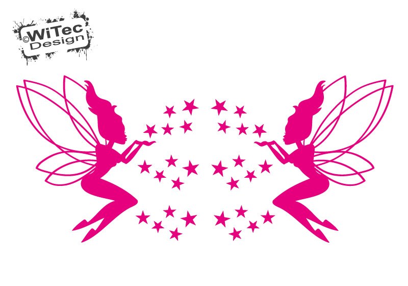 Autoaufkleber Elfe und Sterne 2er SET Auto Aufkleber Fee