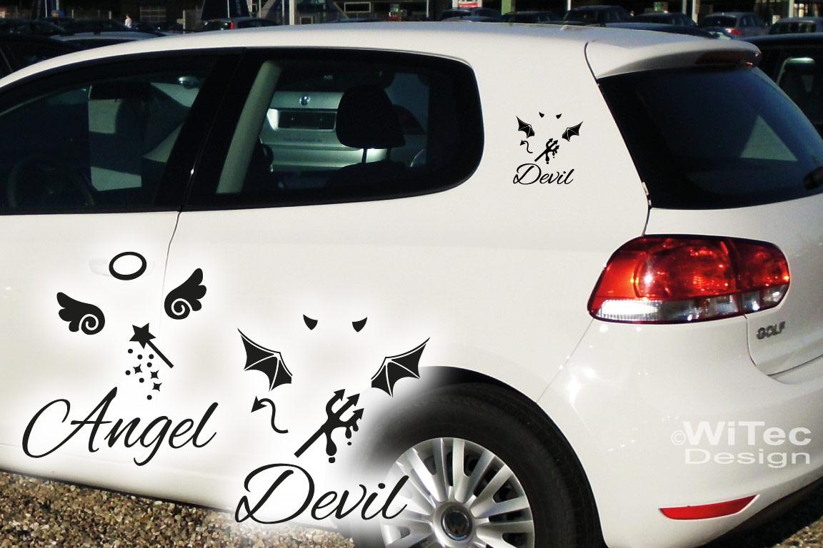 Auto Aufkleber Engel Teufel Angel Devil Sticker Set