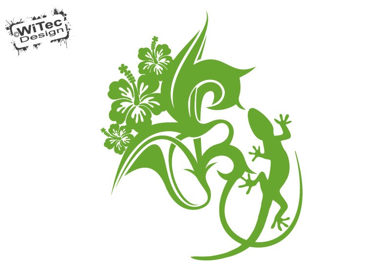 AA042 Hawaii Hibiskus Blüte Gekko Gecko Aufkleber Auto AA042 Hawaii Hibiskus Blüte Gekko Gecko Aufkleber Auto