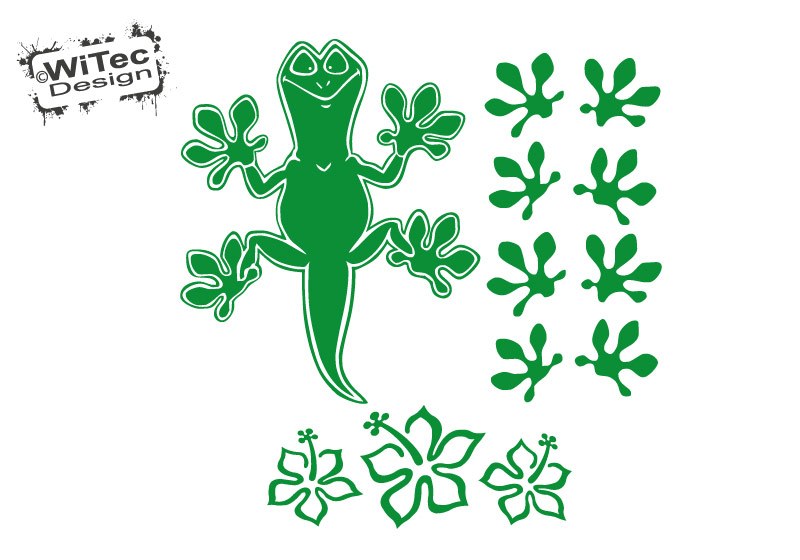Autoaufkleber Gekko Gecko Echse Pfoten Hibiskus