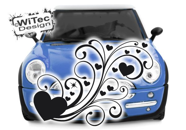 HERZ Swirl Aufkleber Autoaufkleber Motorhaube Autoaufkleber Herz