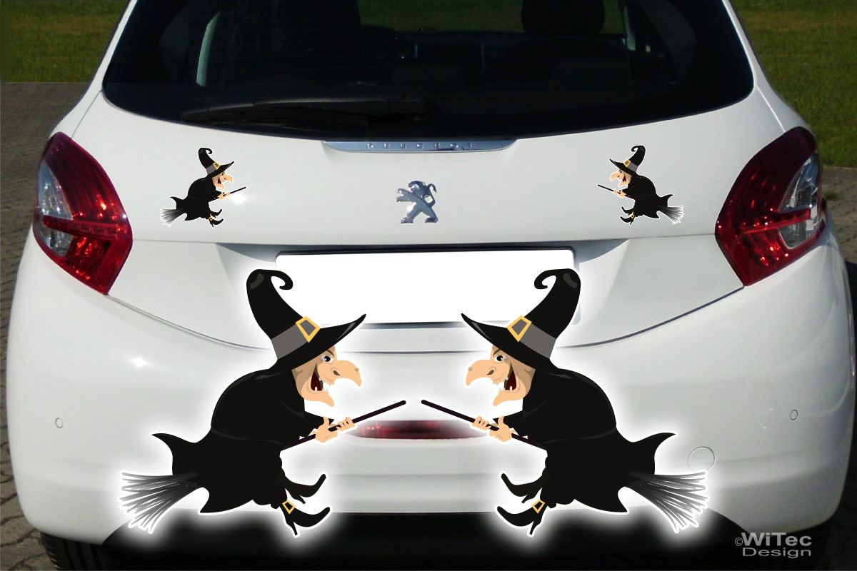 Auto Aufkleber Hexe 2er SET Autoaufkleber Gothik Sticker