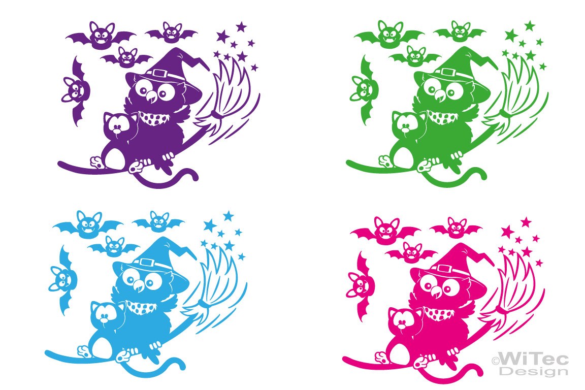 Autoaufkleber Hexe Eule Katze Motorhaube Set Auto Aufkleber Hexe Eule Katze Motorhaube Set