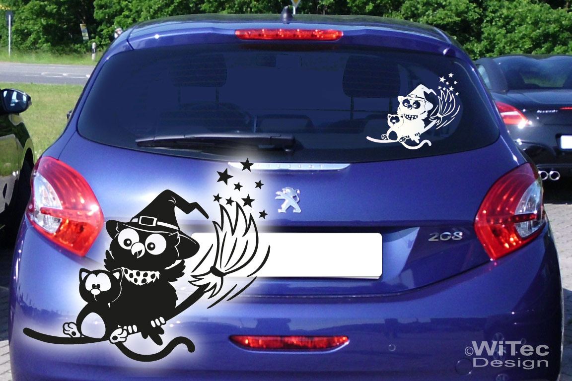 Hexe Eule Katze Autoaufkleber Auto Aufkleber