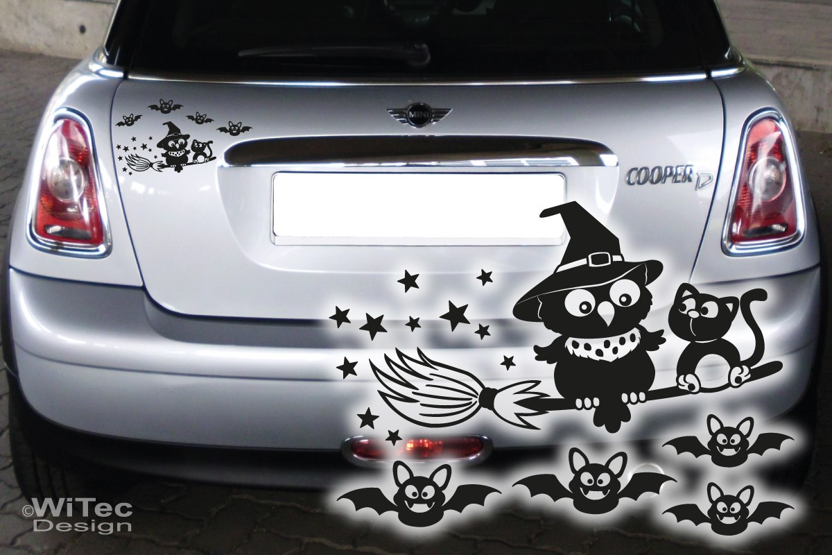 Hexe Eule Fledermaus Katze Autoaufkleber Auto Aufkleber