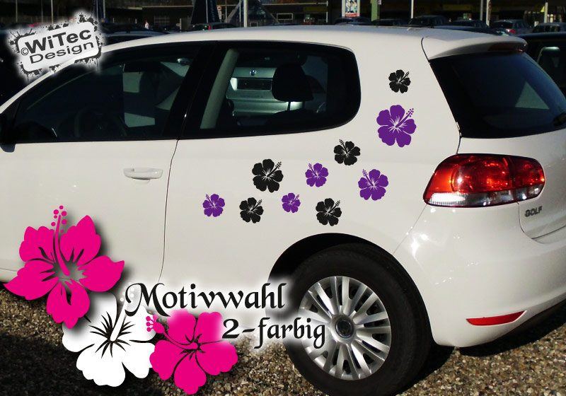 Autoaufkleber Hibiskus Blumenaufkleber Set 32 Stk 2-farbig