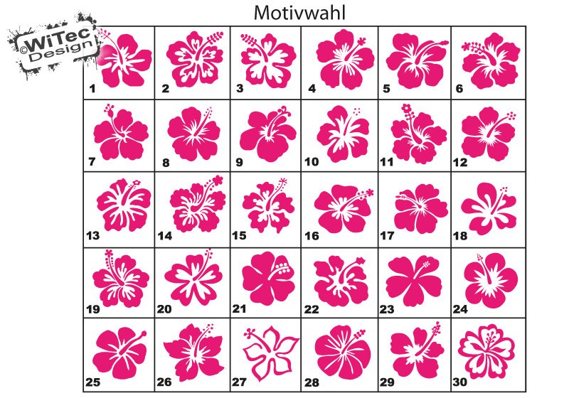 Autoaufkleber Hibiskus Blumenaufkleber Set 32 Stk 2-farbig