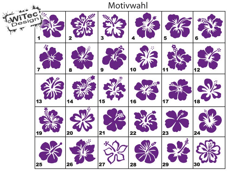 Autoaufkleber Hibiskus Hawaii Blumenaufkleber Set