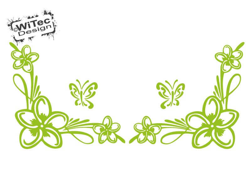 Autoaufkleber 2x Hibiskus Hawaiiranke + Schmetterling Autoaufkleber 2x Hibiskus Hawaiiranke + Schmetterling