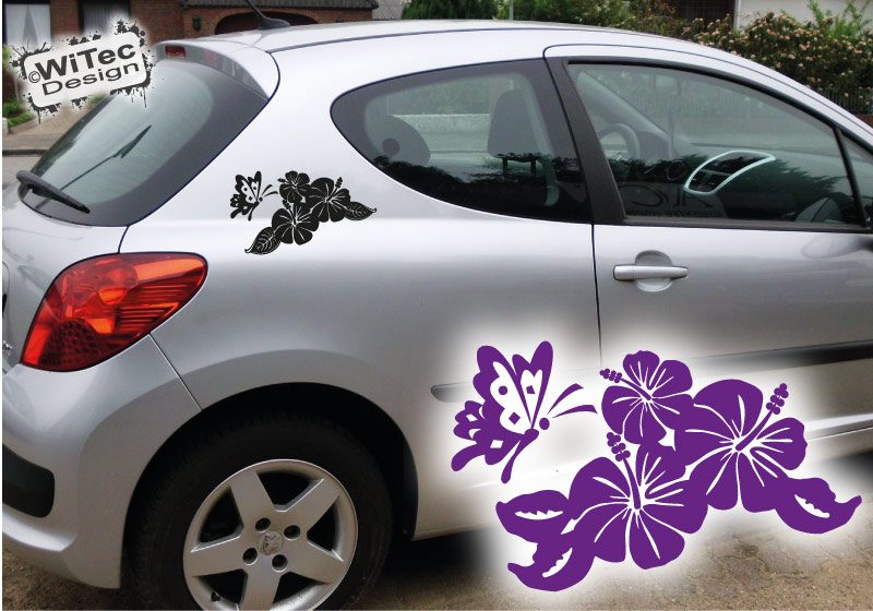 Autoaufkleber Hibiskus Auto Aufkleber Set Tattoo