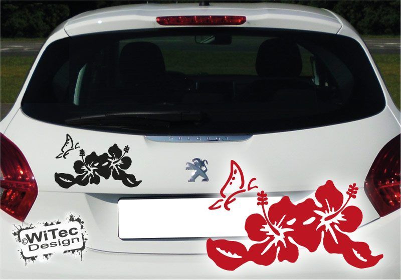 Autoaufkleber Hibiskus Hawaii Blumen Schmetterling Autoaufkleber Hibiskus Hawaii Blumen Schmetterling