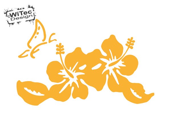 Autoaufkleber Hibiskus Hawaii Blumen Schmetterling Autoaufkleber Hibiskus Hawaii Blumen Schmetterling