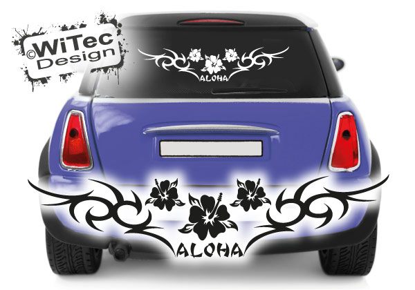 Autoaufkleber Hibiskus Hawaii Schmetterling