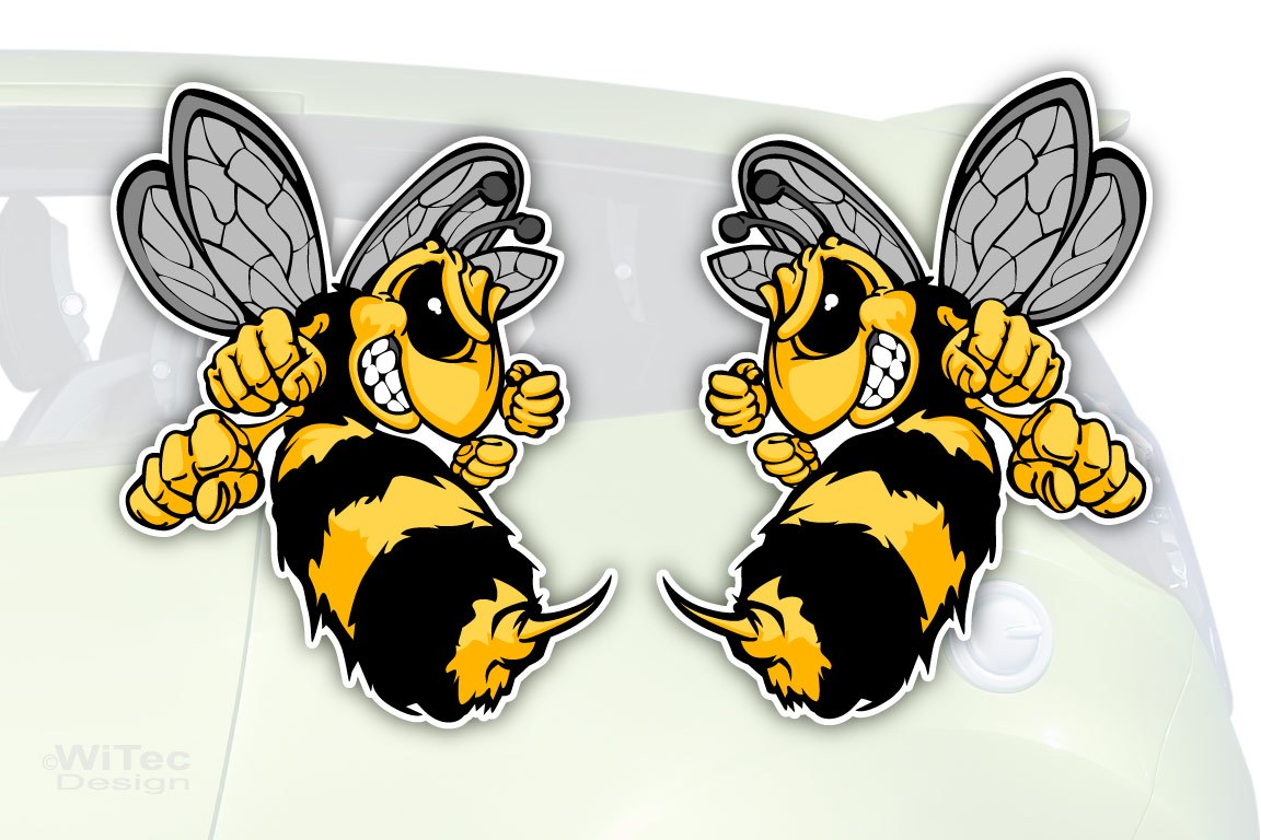 2 Autoaufkleber Sticker Aufkleber Killerbiene Wespe Biene Motiv Nr 