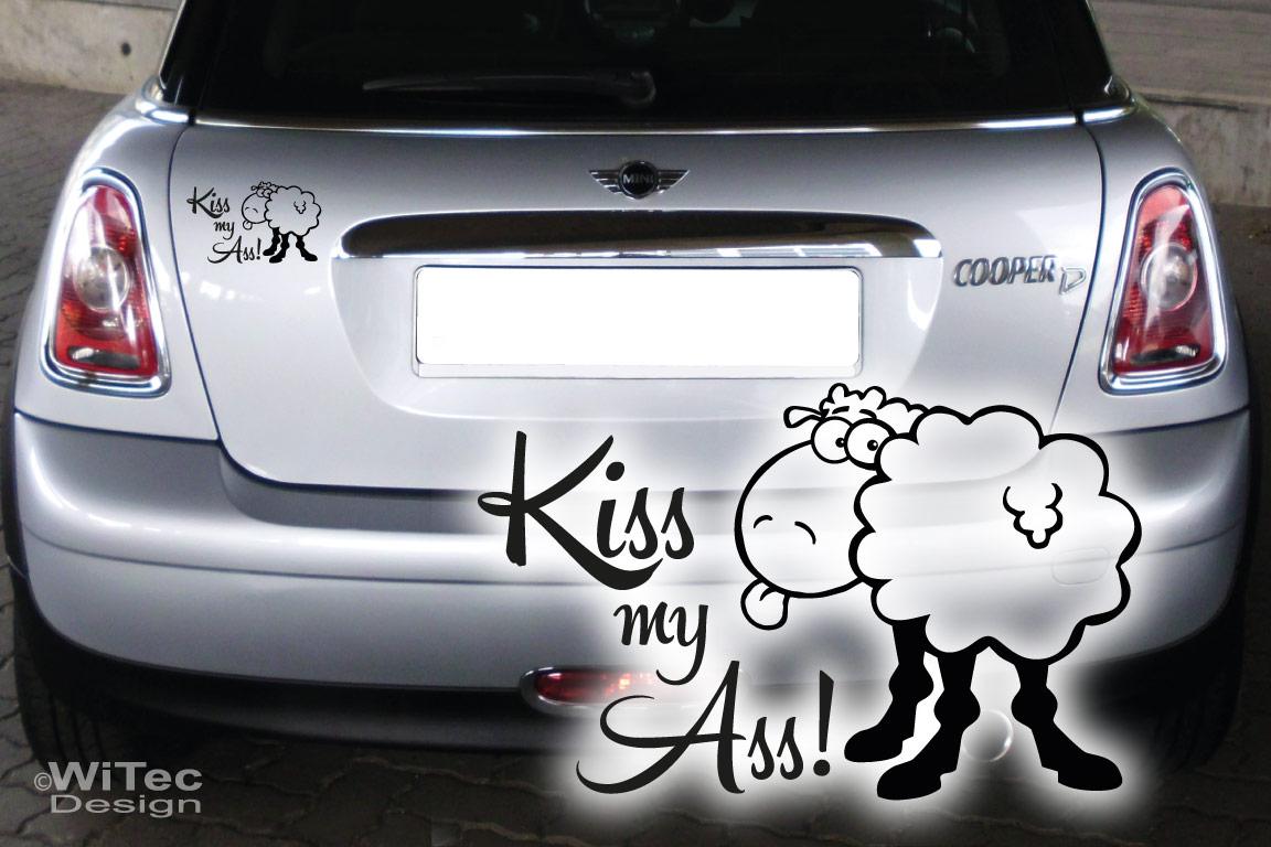 Autoaufkleber Kiss my Ass Schaf Auto Aufkleber