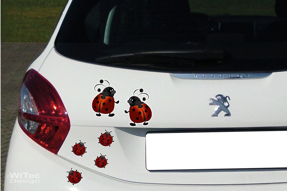 Auto Aufkleber Marienkäfer Käfer Autoaufkleber Sticker Set