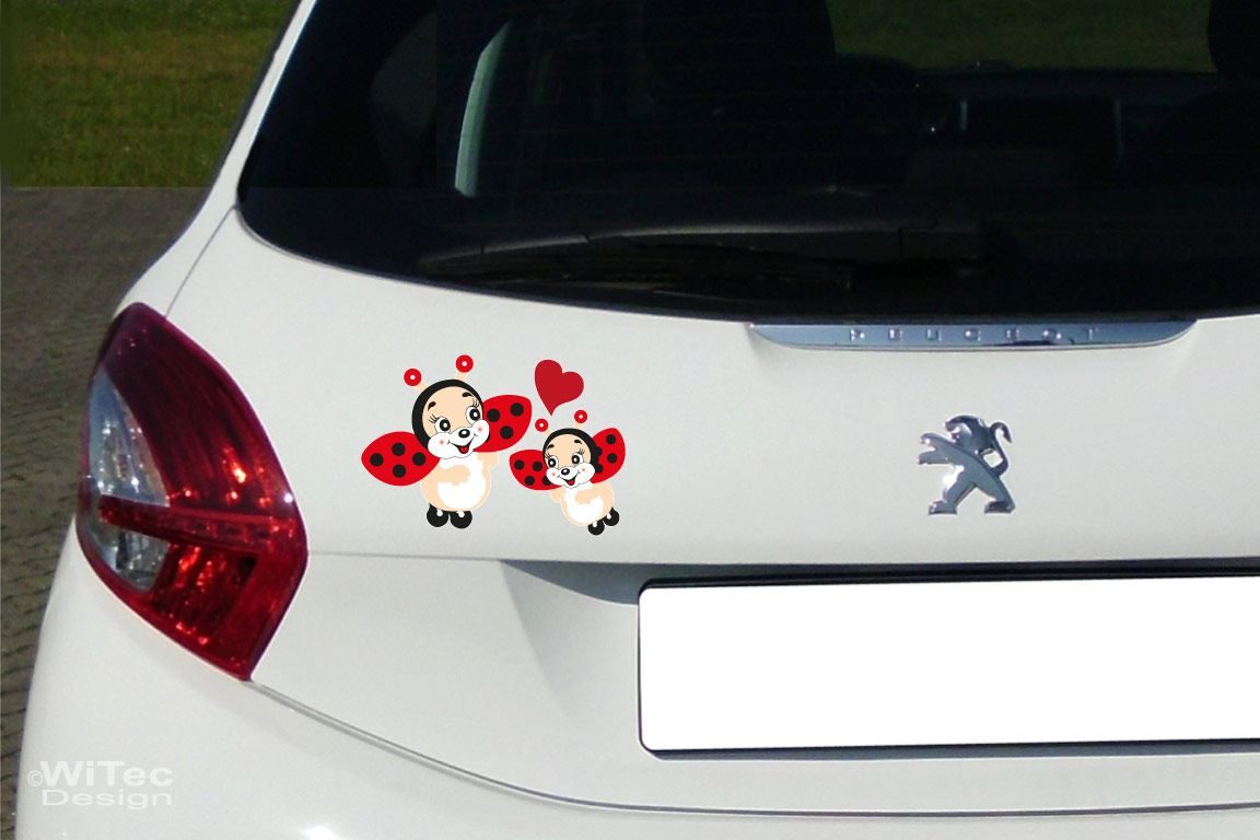 Auto Aufkleber Marienkäfer Herz Autoaufkleber Sticker