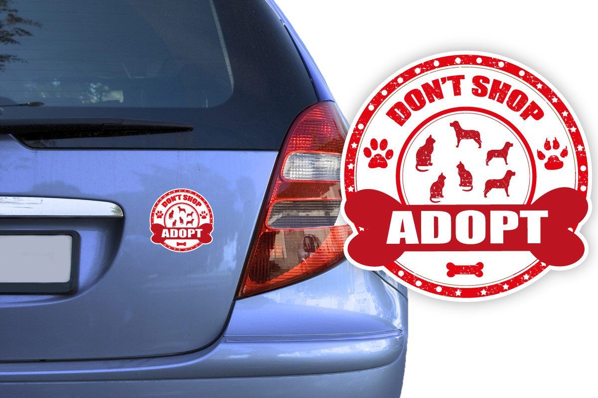 Autoaufkleber DON`T SHOP - ADOPT Aufkleber Hund Katze