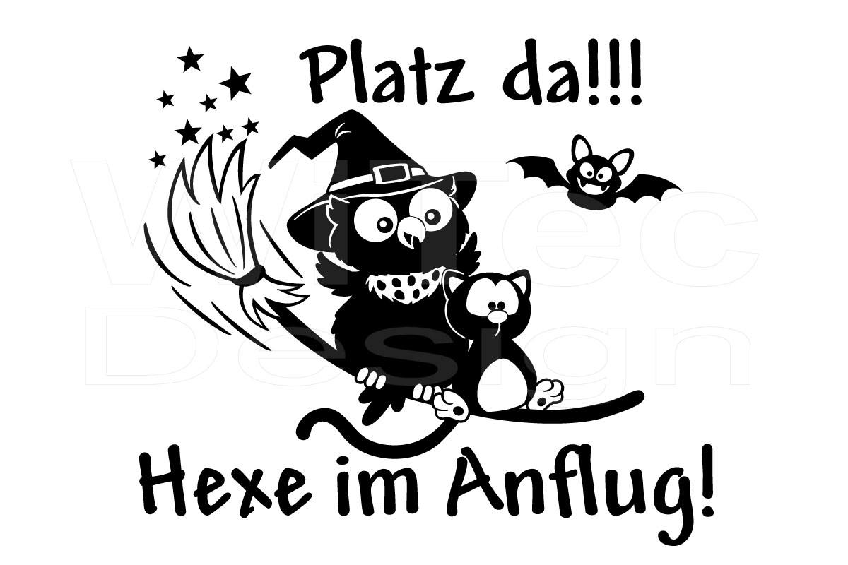 Autoaufkleber Hexe im Anflug Auto Aufkleber Eule Katze