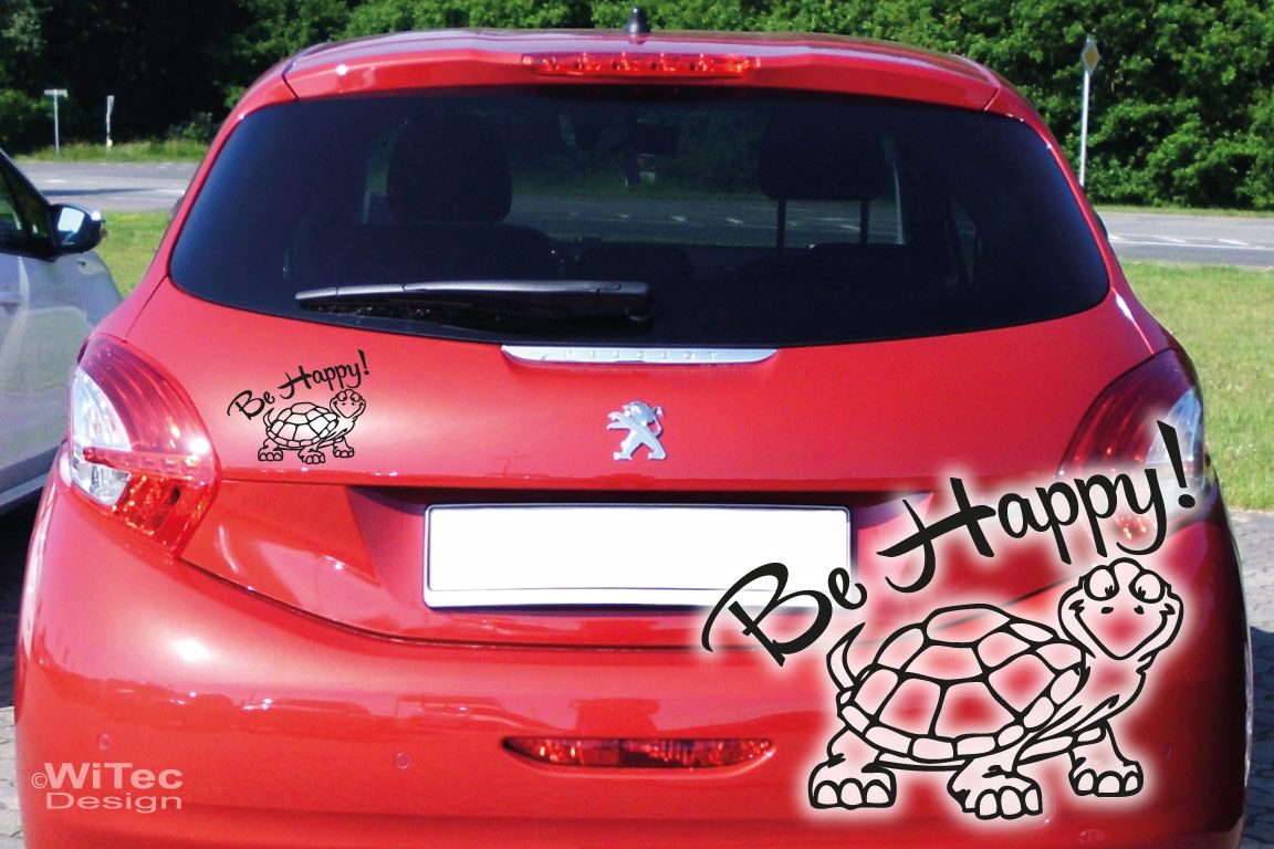 Auto Aufkleber Be Happy Schildkröte Turtle