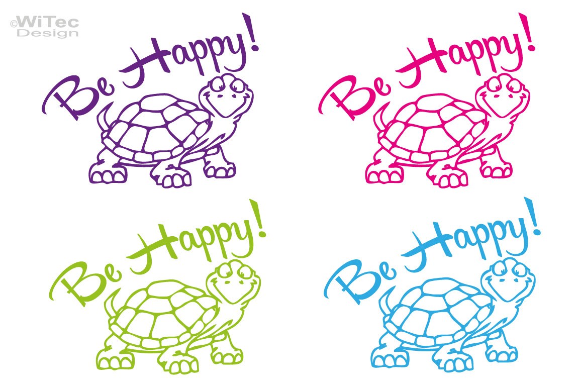 Autoaufkleber Turtle Schildkröte Be Happy Aufkleber