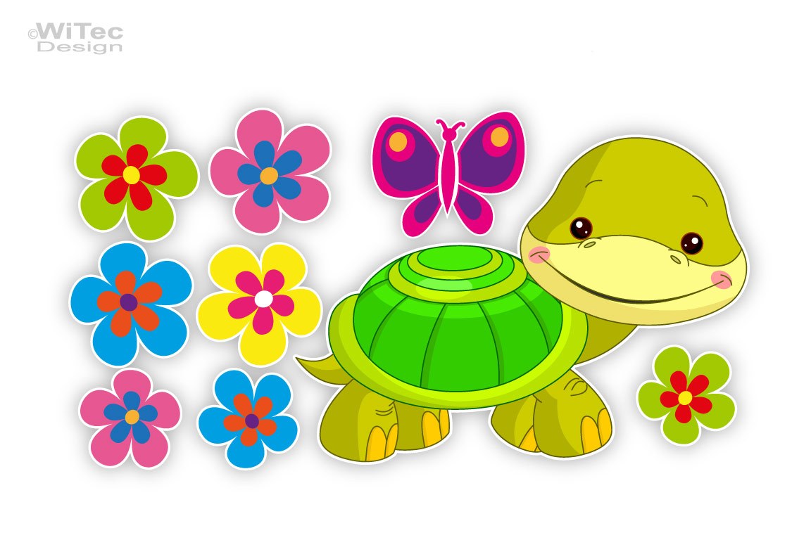 Schildkröte Blumen Auto Aufkleber Autoaufkleber Sticker