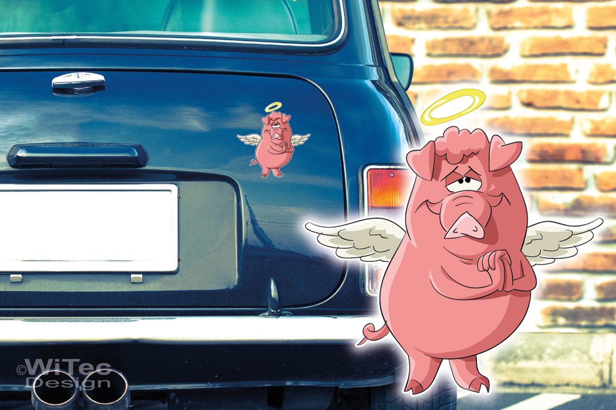 Auto Aufkleber Schwein Engel Autoaufkleber Digitaldruck Auto Aufkleber Engel Schwein Autoaufkleber Digitaldruck
