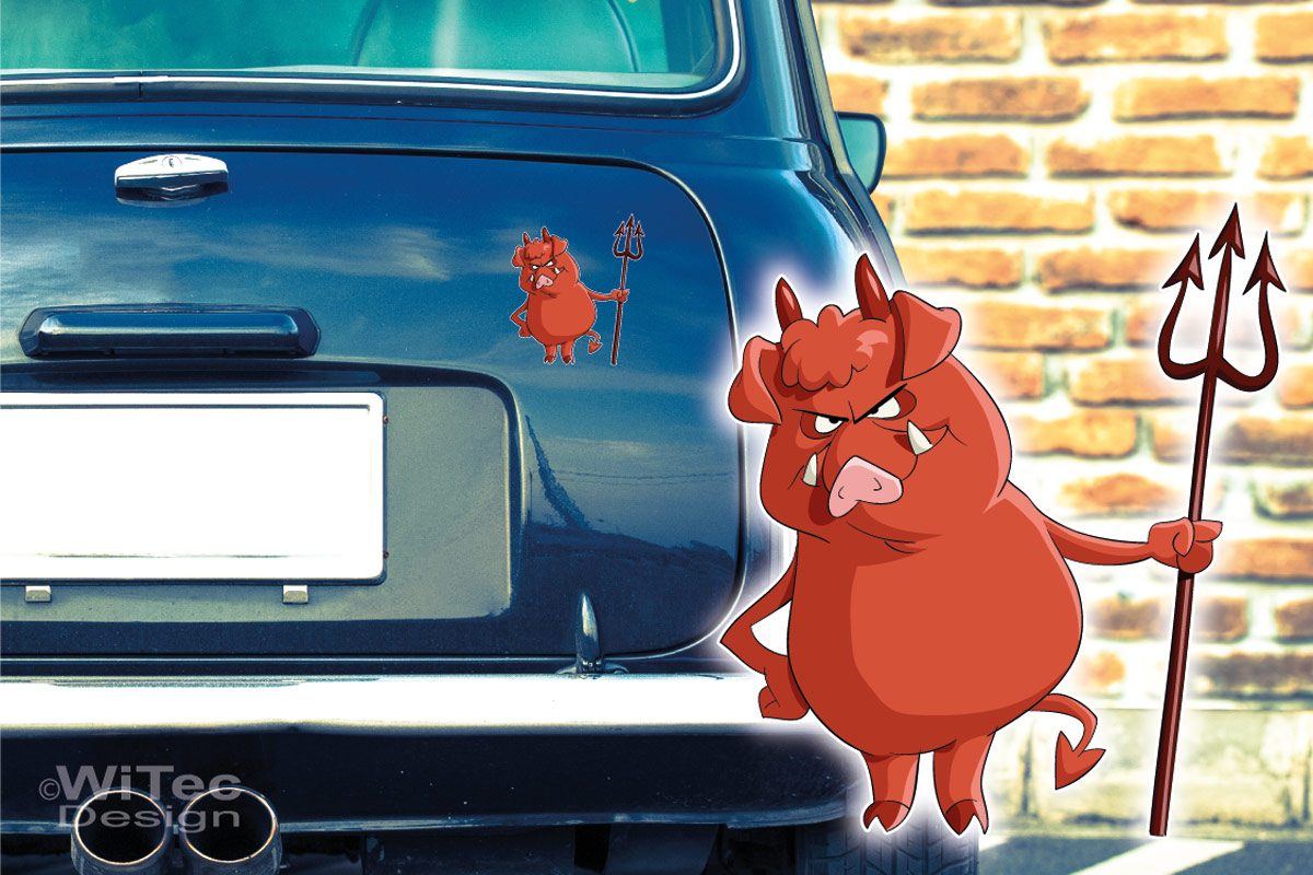 Auto Aufkleber Teufel Schwein Autoaufkleber Digitaldruck