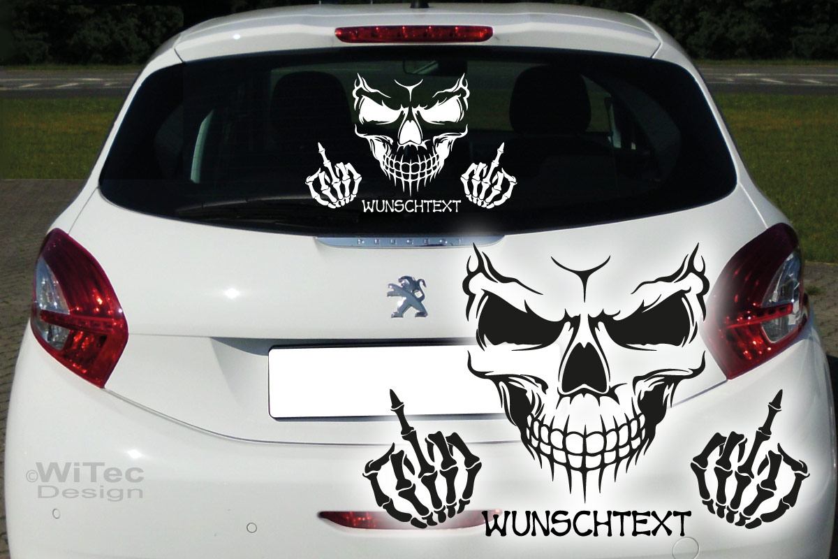 Autoaufkleber Skull Totenkopf Auto Aufkleber Heckscheibe Wunschtext