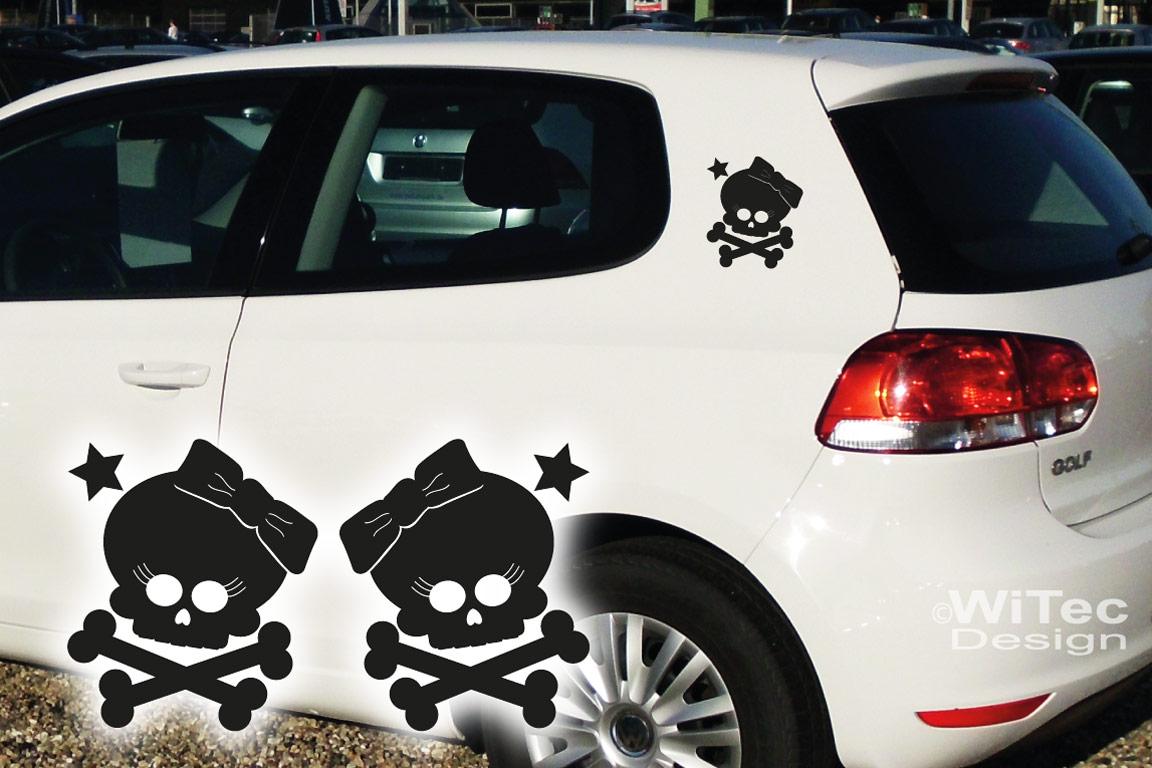 Auto Aufkleber Totenkopf Skull Girl Autoaufkleber