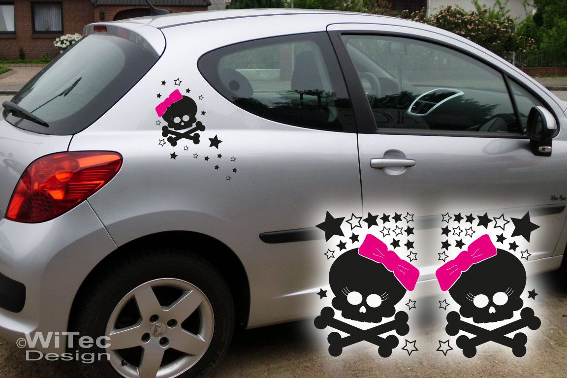 Autoaufkleber Sterne Skull Girl Auto Aufkleber SET