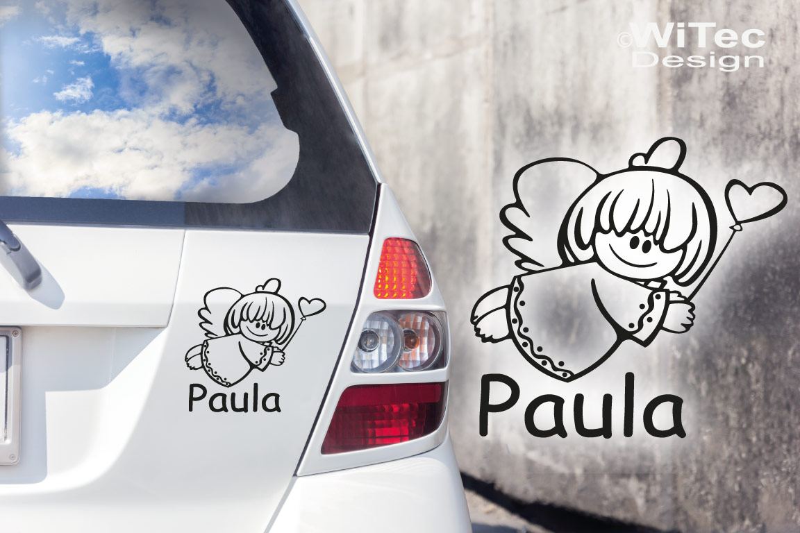 Babyaufkleber Engel Mädchen Wunschname Auto Aufkleber Tattoo
