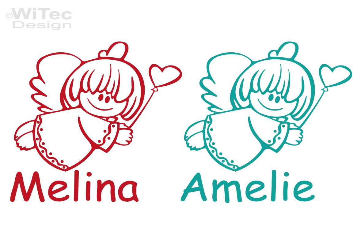 Babyaufkleber Mädchen Engel Wunschname Auto Aufkleber