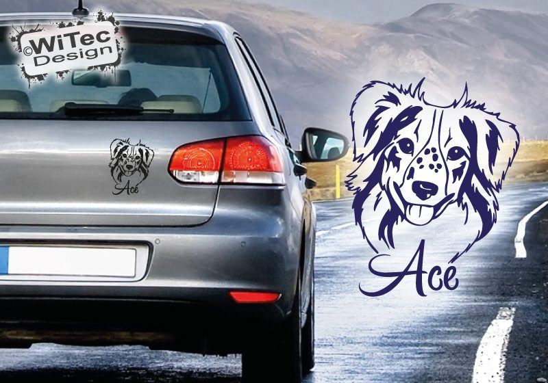 Australian Shepherd Mini Wunschname Autoaufkleber Hundeaufkleber