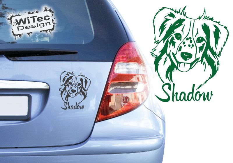 Australian Shepherd Mini Wunschname Autoaufkleber Hundeaufkleber