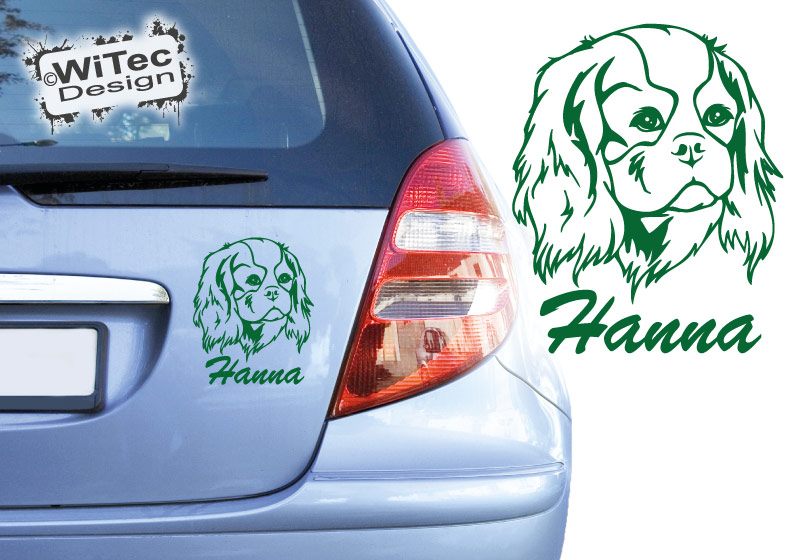 Cavalier King Charles Spaniel Wunschname Aufkleber Hundeaufkleber