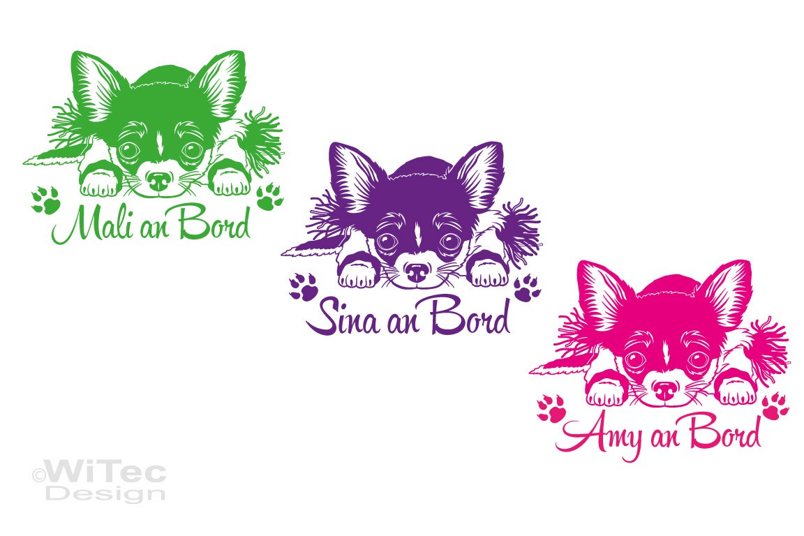 Chihuahua an Bord Hundeaufkleber Name Autoaufkleber