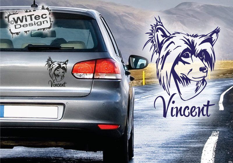 Chinesischer Schopfhund Autoaufkleber Name Hundeaufkleber