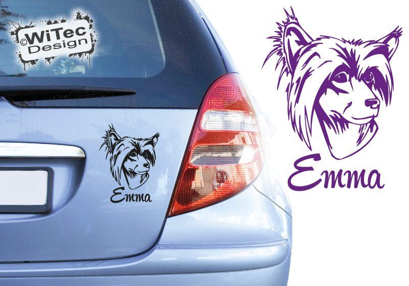 Chinesischer Schopfhund Autoaufkleber Name Hundeaufkleber